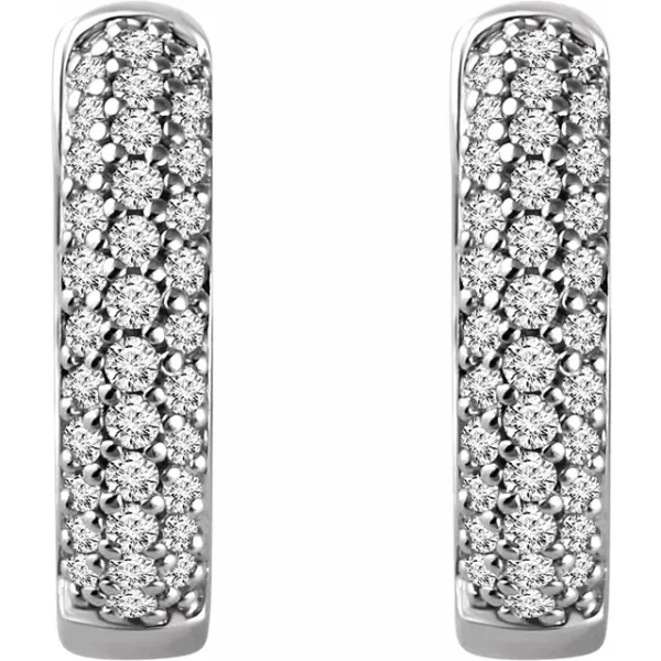 White Gold Diamond Hoop Earrings - Image 2