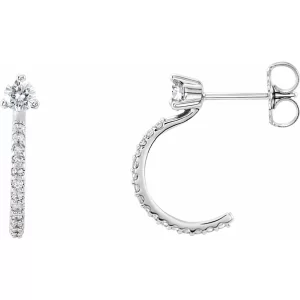 Sterling Silver Diamond J-Hoop Earrings