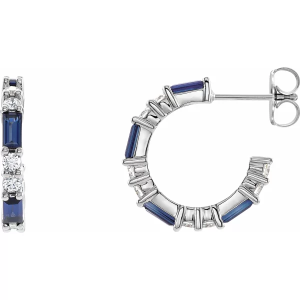 White Gold Blue Sapphire & Diamond Earrings