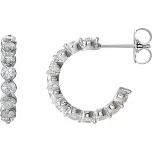 White Gold 16.5 mm Diamond Huggie Earrings