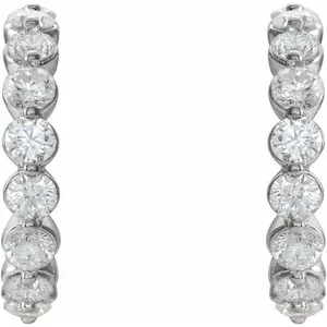 White Gold 16.5 mm Diamond Huggie Earrings - Image 2