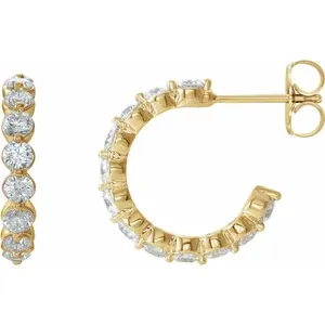 Yellow Gold 16.5mm Diamond Huggie Earrings