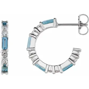 White Gold Aquamarine & Diamond Earrings