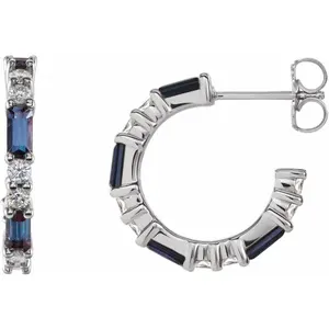 White Gold Alexandrite & Diamond Earrings