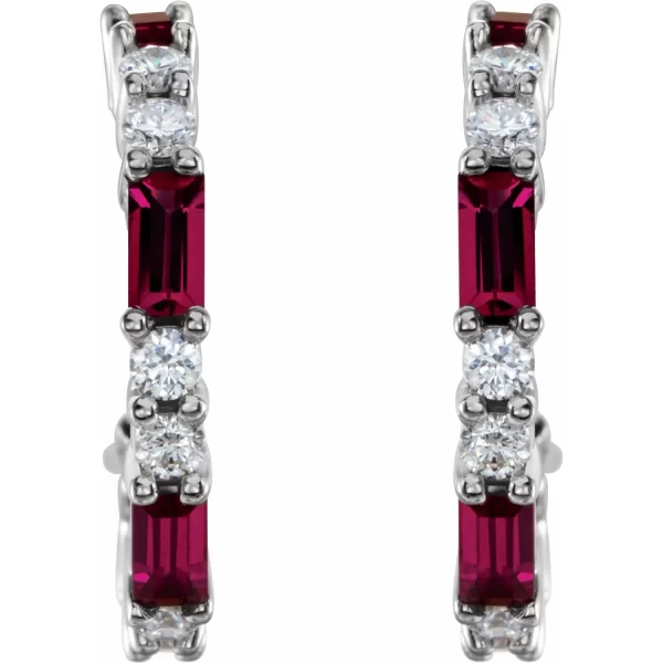 Sterling Silver Ruby & Diamond Earrings - Image 2