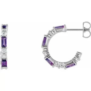 White Gold Amethyst & Diamond Earrings