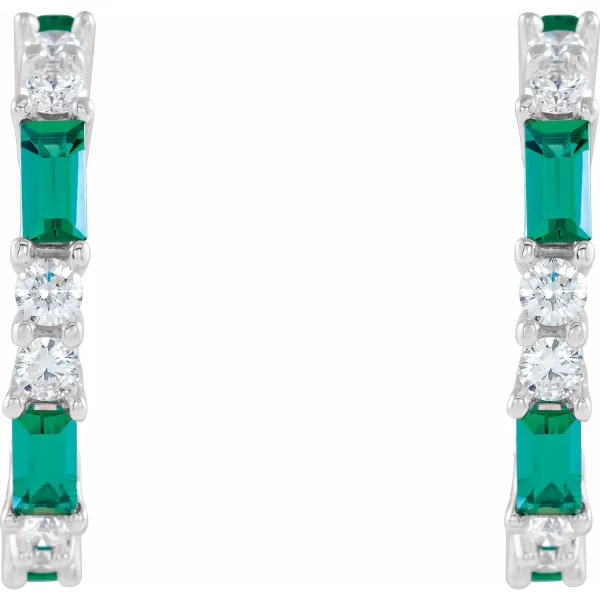 Sterling Silver Emerald & Diamond Earrings - Image 2