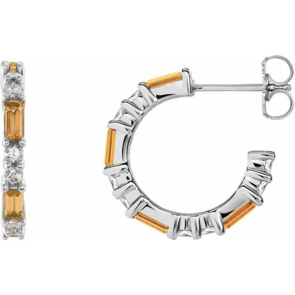 Sterling Silver Citrine & Diamond Earrings