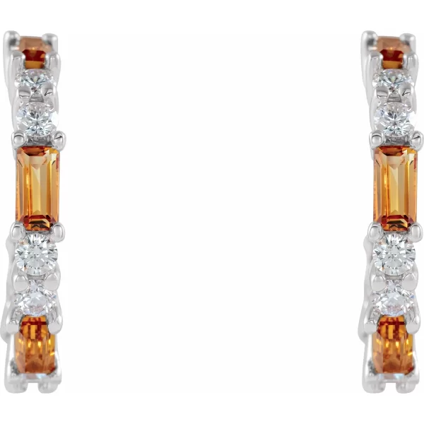 Sterling Silver Citrine & Diamond Earrings - Image 2