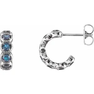 White Gold Aquamarine Huggie Earrings