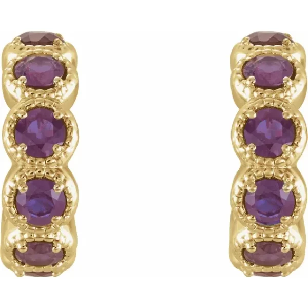 Yellow Gold Alexandrite Huggie Earrings - Image 2