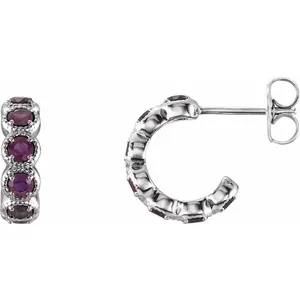White Gold Alexandrite Huggie Earrings
