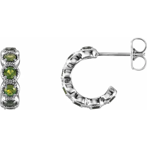 White Gold Peridot Huggie Earrings