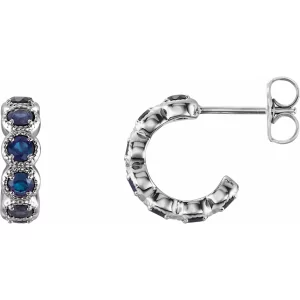 White Gold Sapphire Huggie Earrings