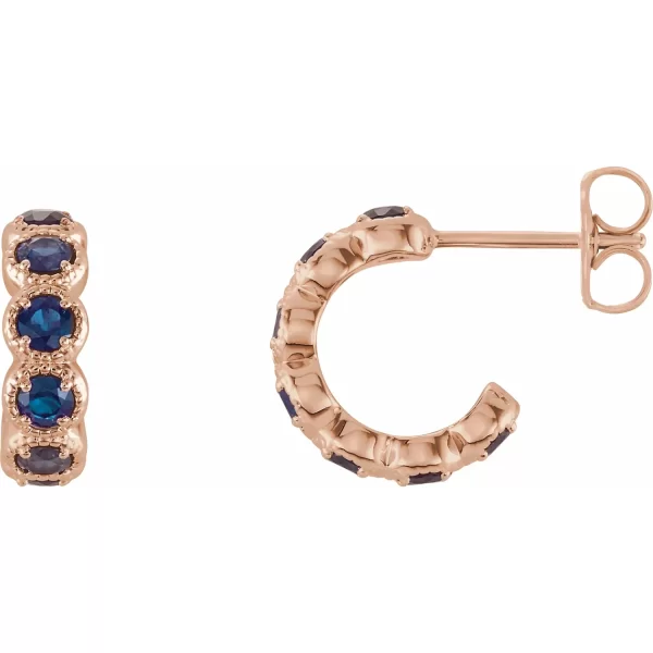 Rose Gold Sapphire Huggie Earrings
