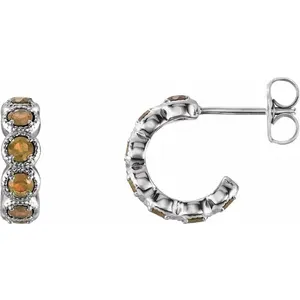 White Gold Citrine Huggie Earrings