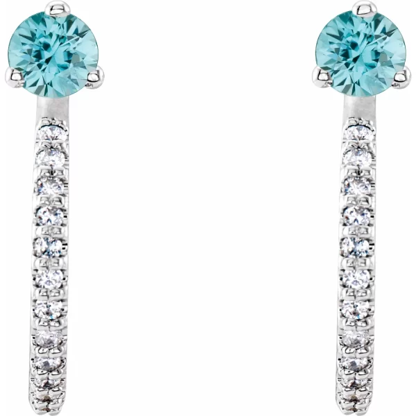 Sterling Silver Zircon & Diamond J-Hoop Earrings - Image 2