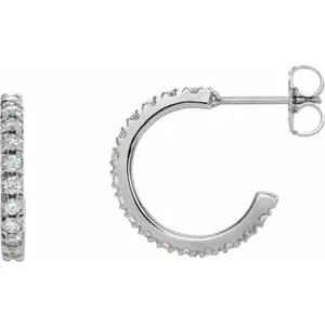 White Gold Diamond French-Set Huggie Earrings