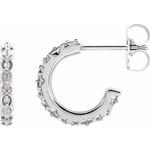 White Gold Diamond Vintage-Inspired Huggie Earrings