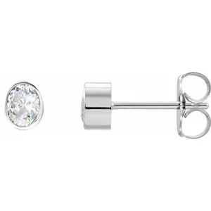 White Gold Natural Diamond Bezel-Set Earrings