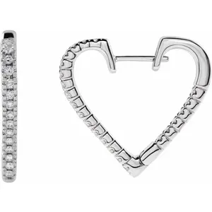 White Gold Diamond Heart Earrings