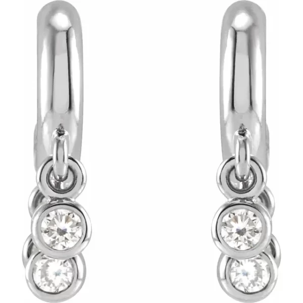 White Gold Diamond Fringe Hoop Earrings - Image 2
