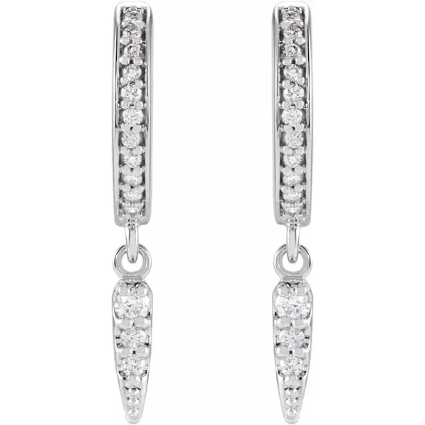 White Gold Diamond Hoop Spike Earrings - Image 2