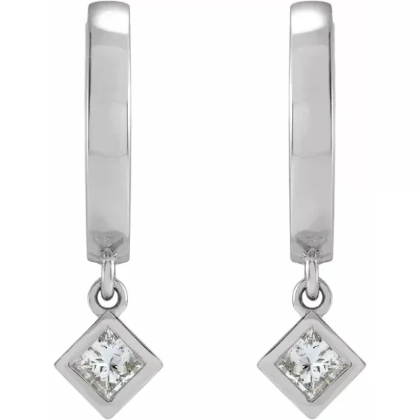 White Gold Diamond Hoop Earrings - Image 2