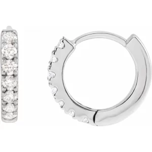 White Gold Diamond 10 mm Hoop Earrings