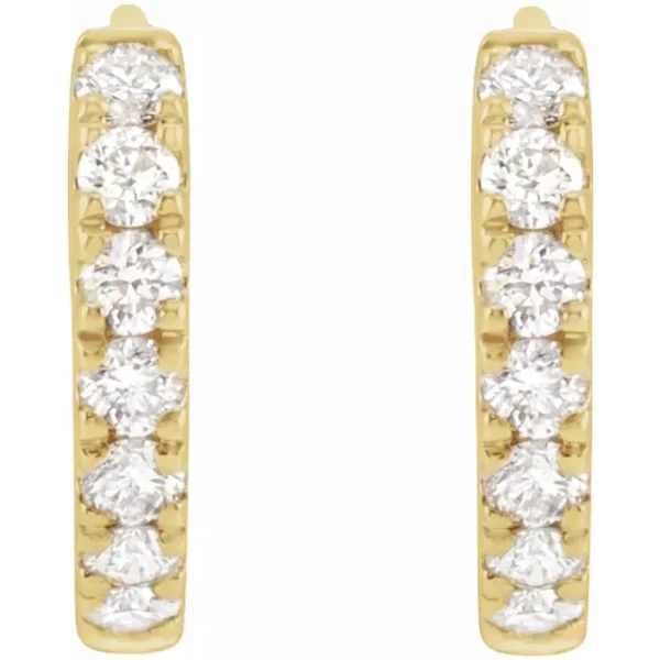 Yellow Gold Diamond 10 mm Hoop Earrings - Image 2