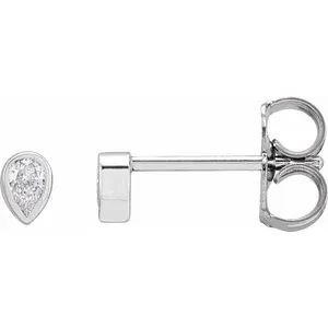 White Gold Natural Diamond Micro Bezel-Set Earrings