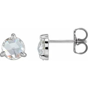White Gold Rose-Cut Diamond Earrings