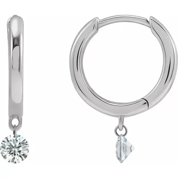 White Gold Drilled Diamond Hoop Earrings
