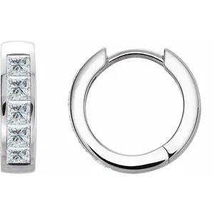 White Gold Natural Diamond Hoop Earrings