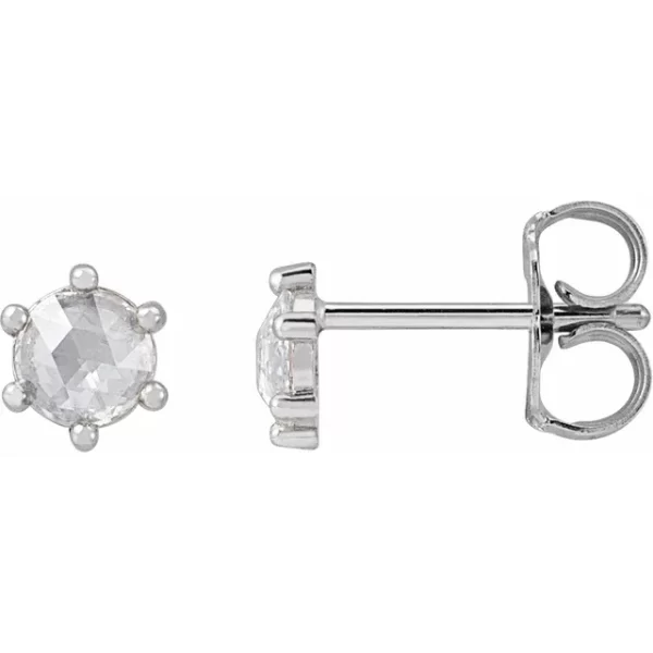 White Gold Rose-Cut Diamond Earrings