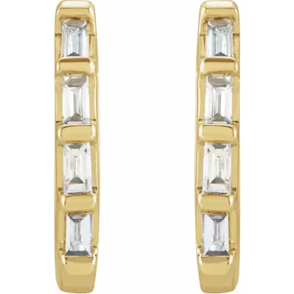 Yellow Gold Diamond Huggie Earrings - Image 2