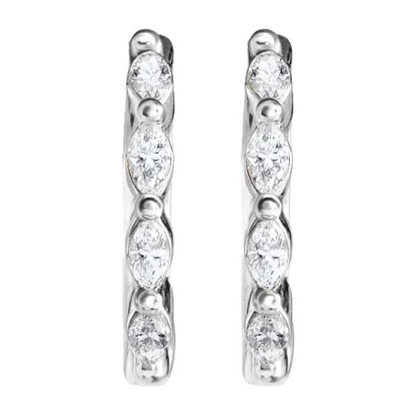 Sterling Silver Diamond 12 mm Hoop Earrings - Image 2