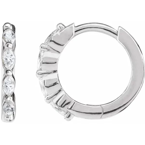 Sterling Silver Diamond 12 mm Hoop Earrings