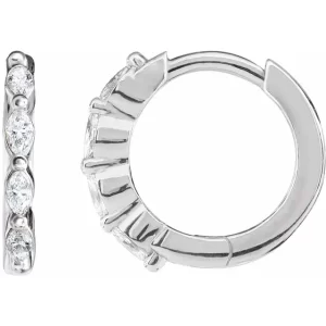 White Gold Diamond 12 mm Hoop Earrings