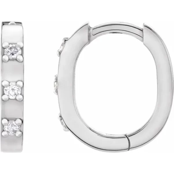 Sterling Silver Diamond 11.5 mm Hoop Earrings