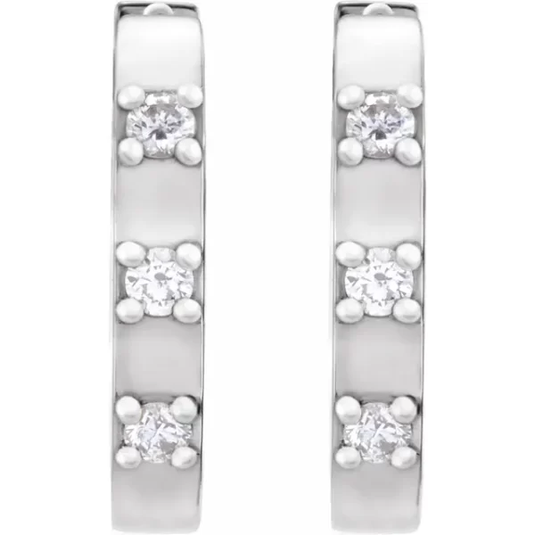 Sterling Silver Diamond 11.5 mm Hoop Earrings - Image 2