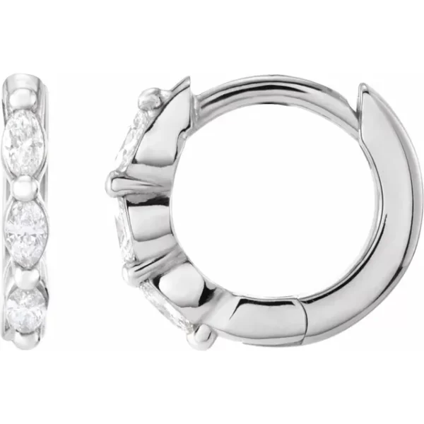 Sterling Silver Diamond 10 mm Hoop Earrings