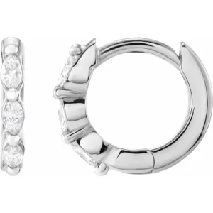 White Gold Diamond 10 mm Hoop Earrings