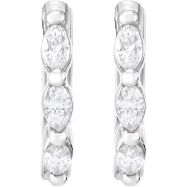Sterling Silver Diamond 10 mm Hoop Earrings - Image 2