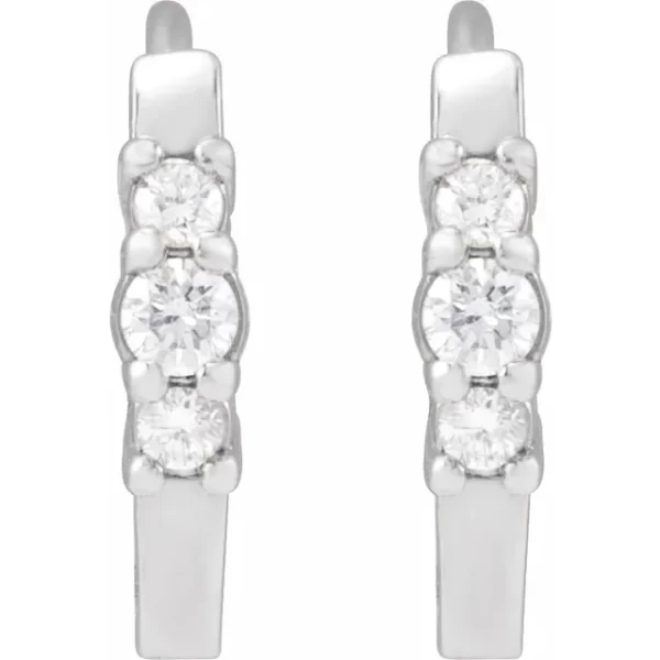 Sterling Silver Diamond Hinged Hoop Earrings - Image 2