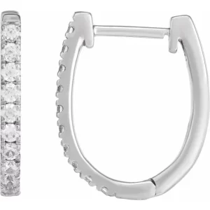 White Gold Diamond 16mm Hoop Earrings