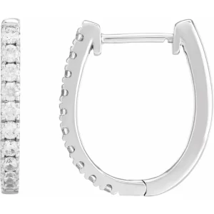White Gold Diamond 18mm Hoop Earrings
