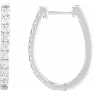 White Gold Diamond 23mm Hoop Earrings