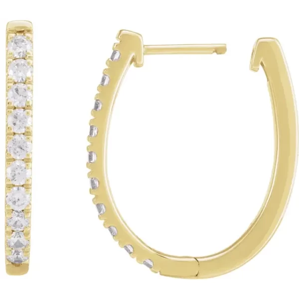 Yellow Gold Diamond 23mm Hoop Earrings - Image 2