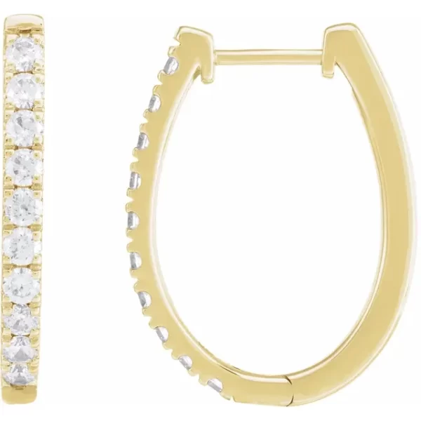 Yellow Gold Diamond 23mm Hoop Earrings